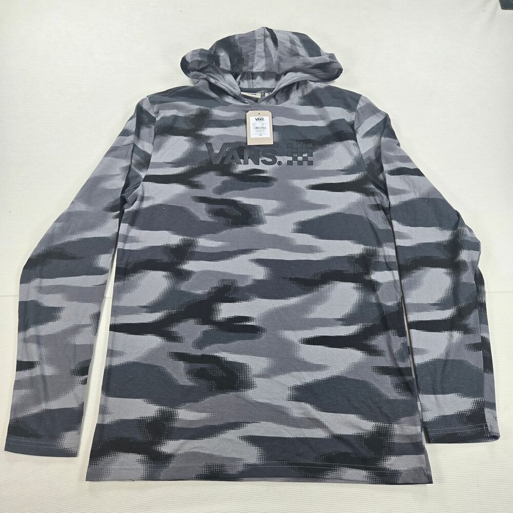 NWT Vans Camo Blurt Hooded Long Sleeve Shirt in Asphalt Men's Size Medium